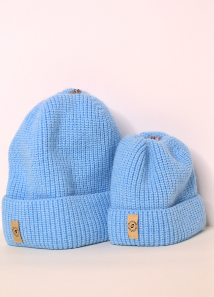 Sky Blue Satin Lined Beanie